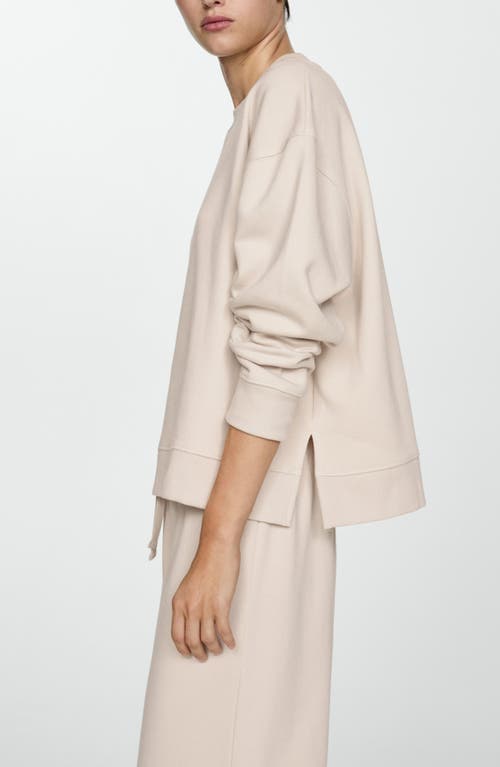 Mango Cotton Blend Wide Leg Drawstring Pants In Sand