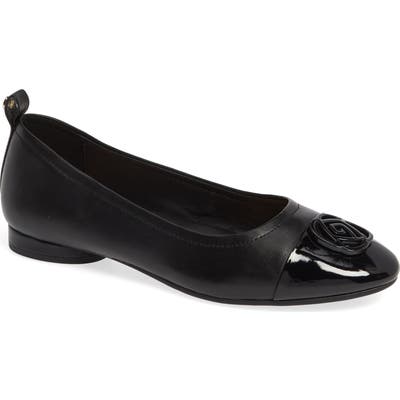 Taryn Rose Penelope Cap Toe Ballet Flat- Black