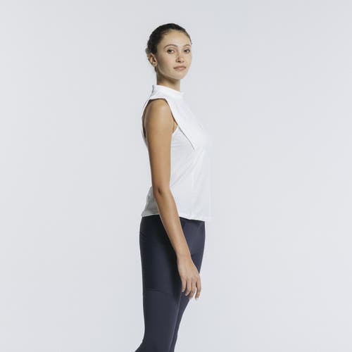 Avi Pickleball Volley Zip Sleeveless In White Lotus
