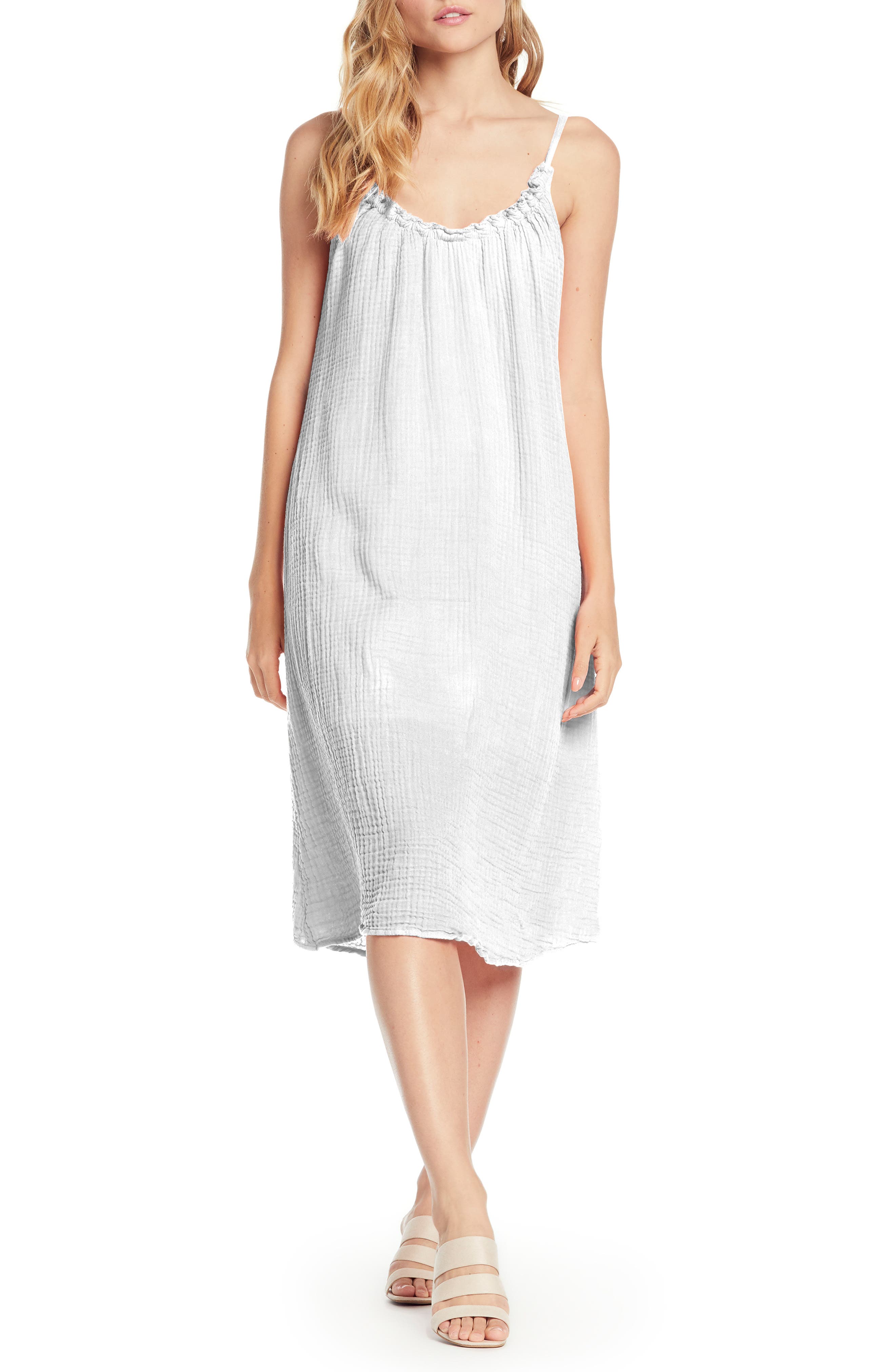 Michael Stars Double Gauze Front To Back Dress, White