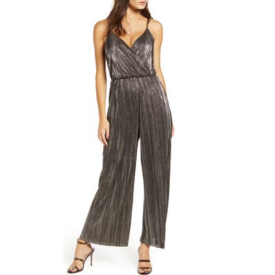 All In Favor Metallic Racerback Jumpsuit, Black