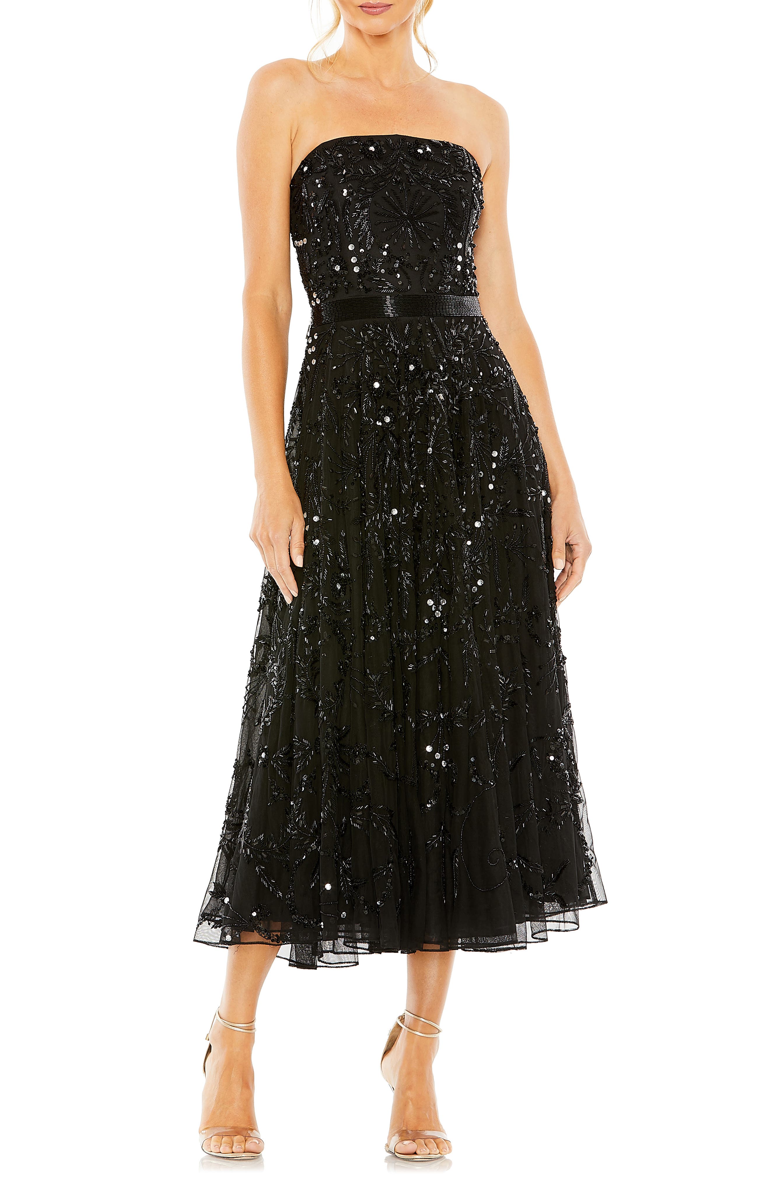 Mac Duggal Sequin Beaded Strapless Fit & Flare Cocktail Dress | Nordstrom