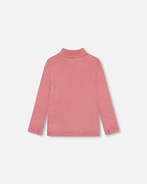 Shop Deux Par Deux Girl's Super Soft Brushed Mock Neck Top Pink In Mauve Glow