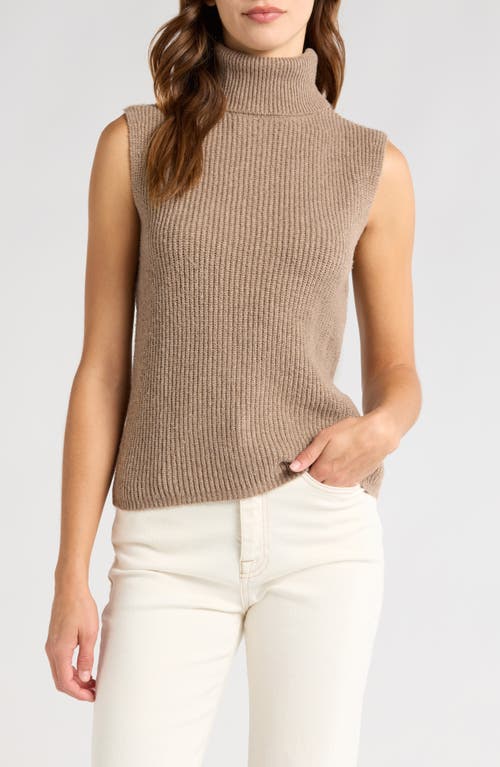 WAYF Faye Sleeveless Turtleneck Sweater in Latte 