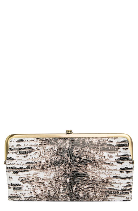 Hobo 'lauren' Leather Double Frame Clutch In Lizard Print