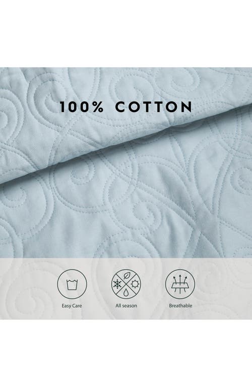 Laura Ashley Felicity Pastel Grey Quilt Set In Breeze Blue