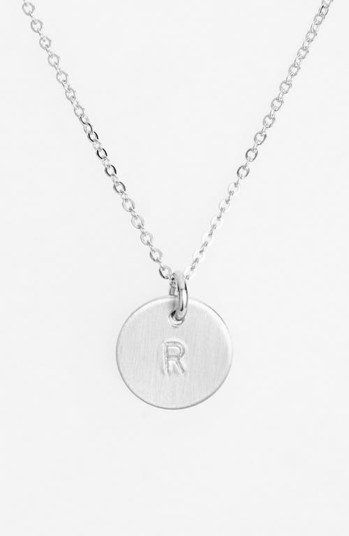 Sterling Silver Initial Mini Disc Necklace in Sterling Silver R