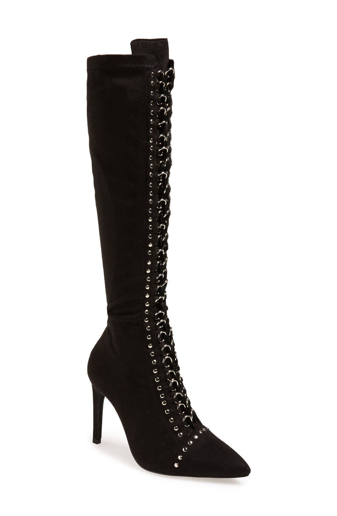 jeffrey campbell knee high lace up boots
