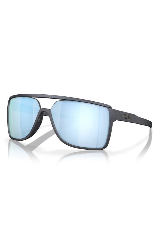 Shop Oakley Castel 63mm Polarized Oversize Rectangular Sunglasses In Blue