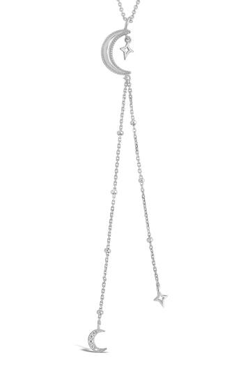 Sterling Forever Sterling Silver Pave Cz Moon Star Y Drop Necklace Hautelook