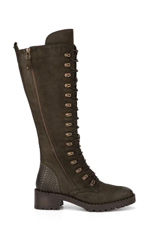 Vintage Foundry Henrietta Tall Leather Lace-up Boot In Army Green