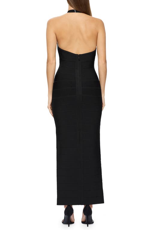 Herve Leger Halter Bandage Gown In Black