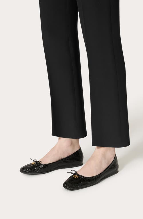 Shop Valentino Garavani Vlogo Signature Patent Ballet Flat In Nero