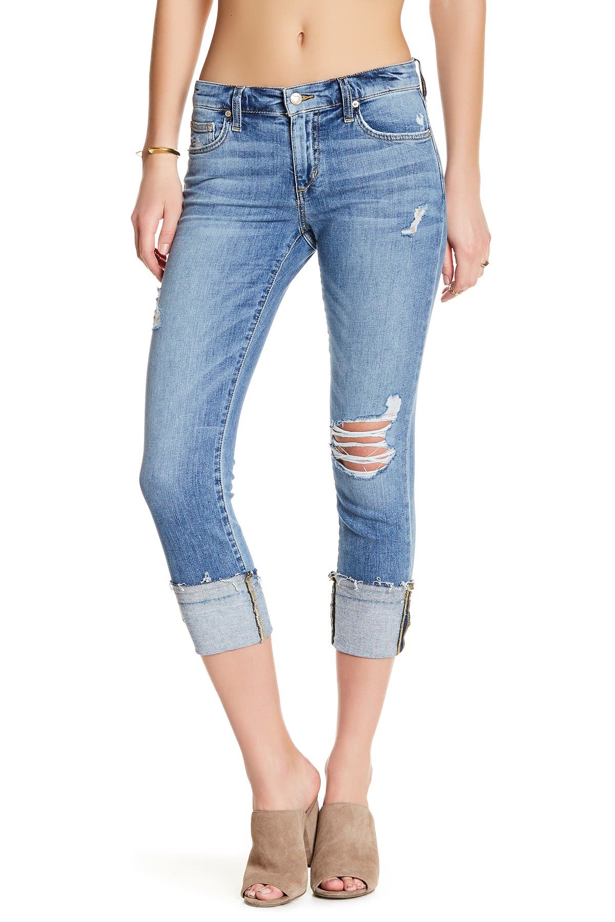 cuffed cropped jeans