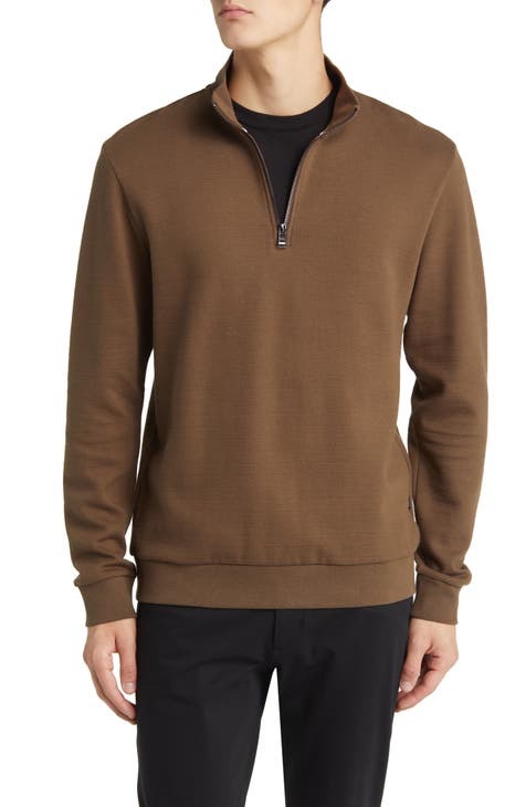 Men's 1/4 Zip Sweater w/ Leather Patches - CapitalSportsman