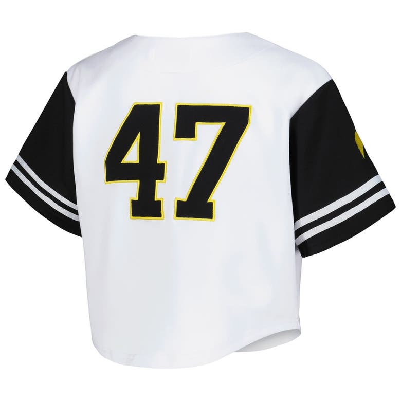 Shop Established & Co. White Iowa Hawkeyes Baseball Jersey Cropped T-shirt