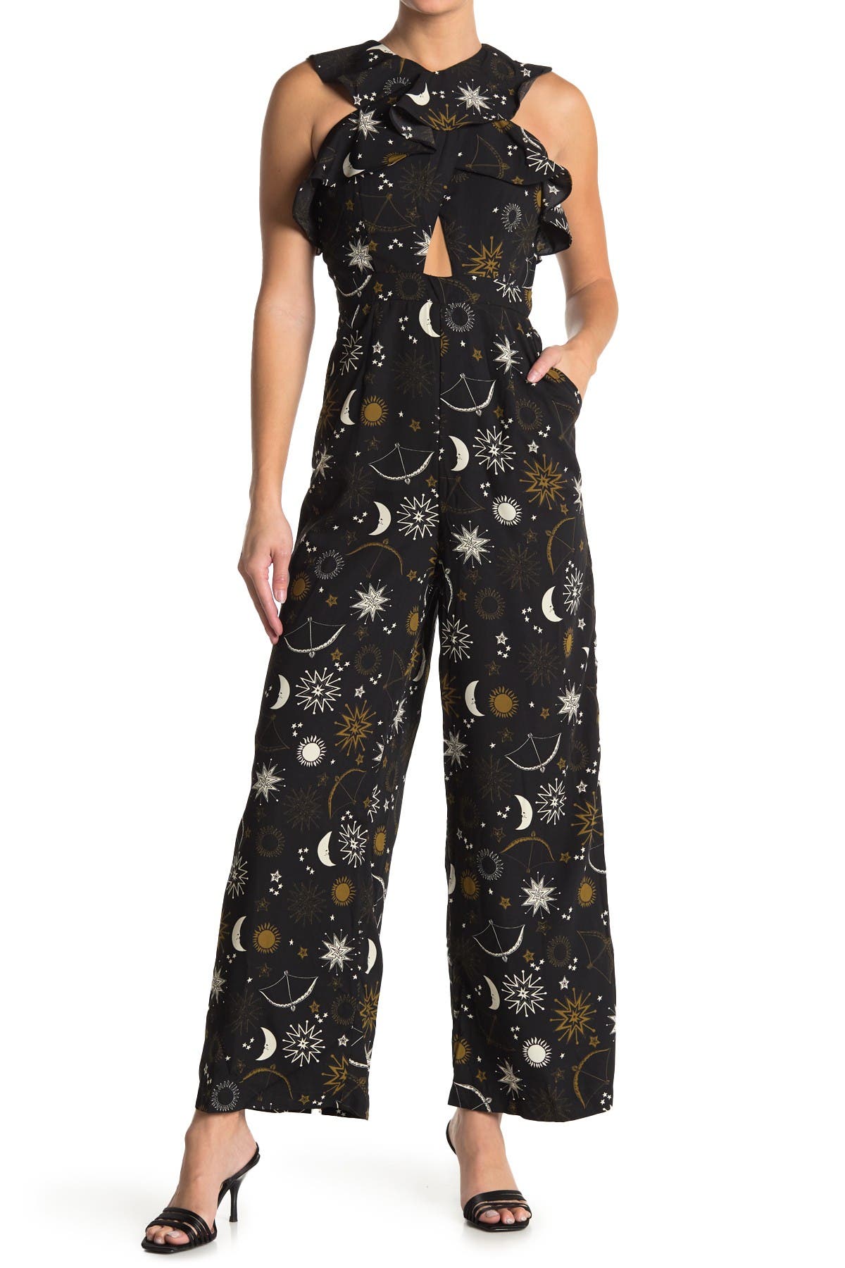 ruffle wide leg jumpsuit