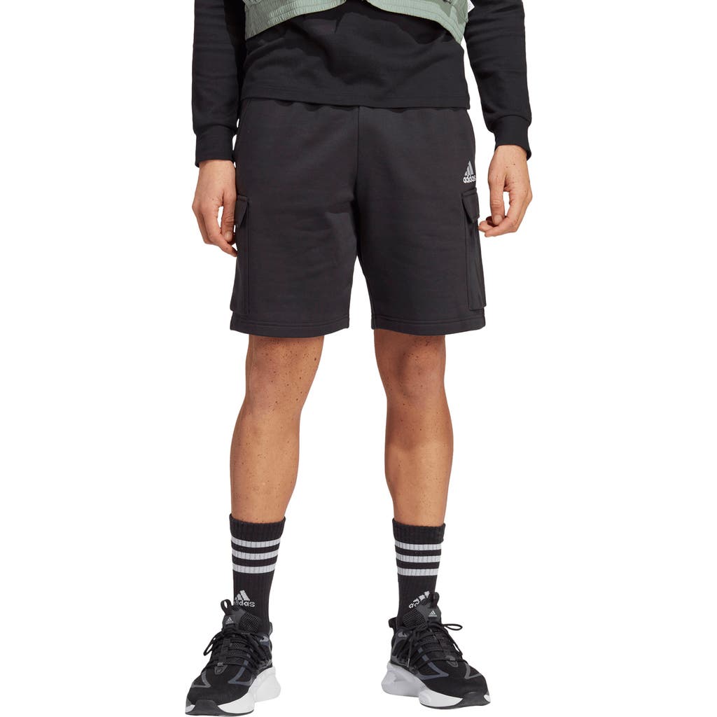 Shop Adidas Originals Adidas Essentials Fleece Cargo Shorts In Black