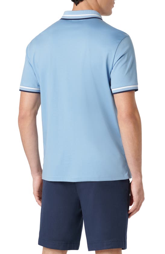 Shop Bugatchi Tipped Short Sleeve Cotton Polo In Air Blue