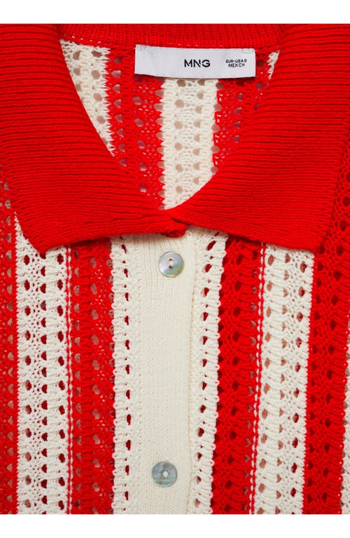 Mango Stripe Open Stitch Button-up Shirt In Red