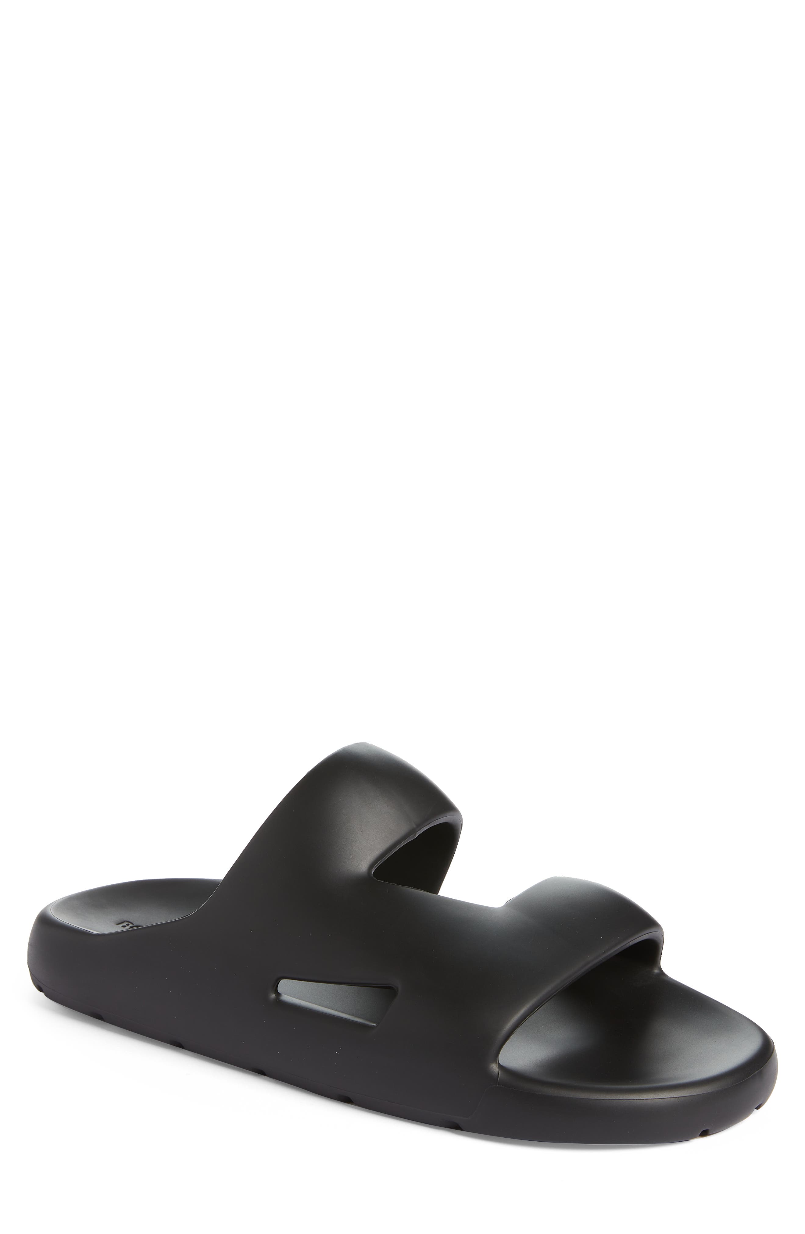 Black Bottega Veneta Leather Padded Platform Slides in Dark Green slides and flip flops Leather sandals for Men Mens Shoes Sandals 