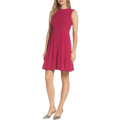 Julia Jordan Sleeveless Pleat Panel Fit & Flare Dress, Pink