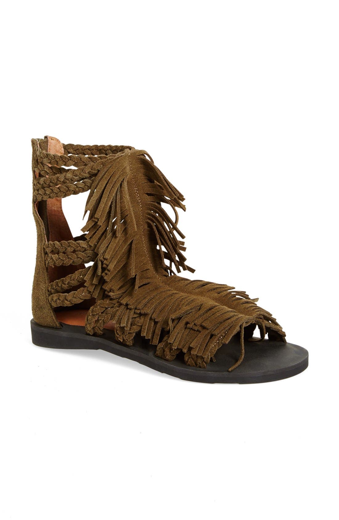 Jeffrey Campbell 'Santana' Suede Fringe Gladiator Sandal (Women
