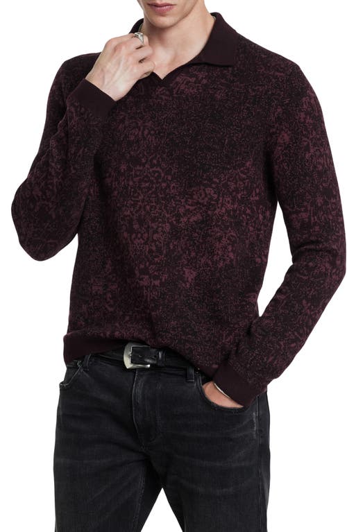 Shop John Varvatos Oliver Organic Cotton Jacquard Sweater In Dark Plum