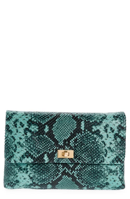 Anya Hindmarch Valorie Snake Embossed Leather Clutch in Dark Holly at Nordstrom