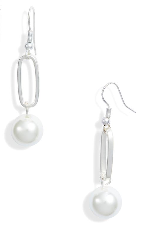 Karine Sultan Imitation Pearl Drop Earring in Silver