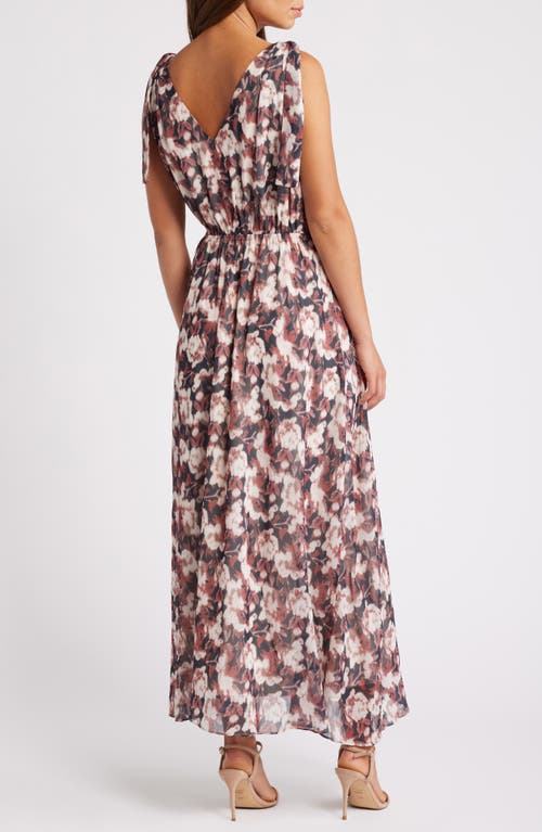 Shop Chelsea28 Tie Shoulder Maxi Dress In Burgundy Floral