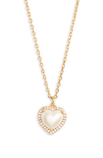 Kate Spade New York My Love Imitation Pearl Heart Pendant Necklace In Gold