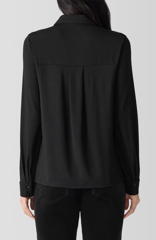 Shop Eileen Fisher Slim Fit Classic Collar Button-up Shirt In Black