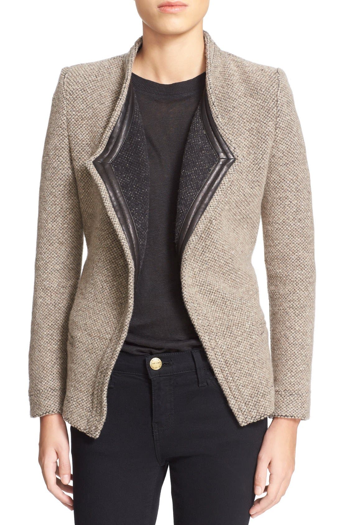 IRO 'Awa' Leather Trim Tweed Jacket Nordstrom