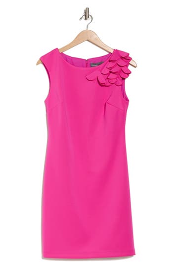Donna Ricco Floral Sleeveless Sheath Dress In Shocking Pink