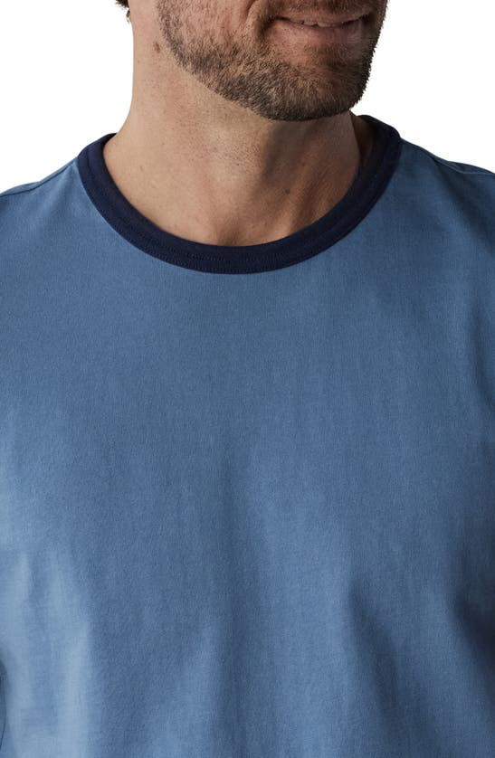 Shop The Normal Brand Lennox Cotton Ringer T-shirt In Riverway/ Navy