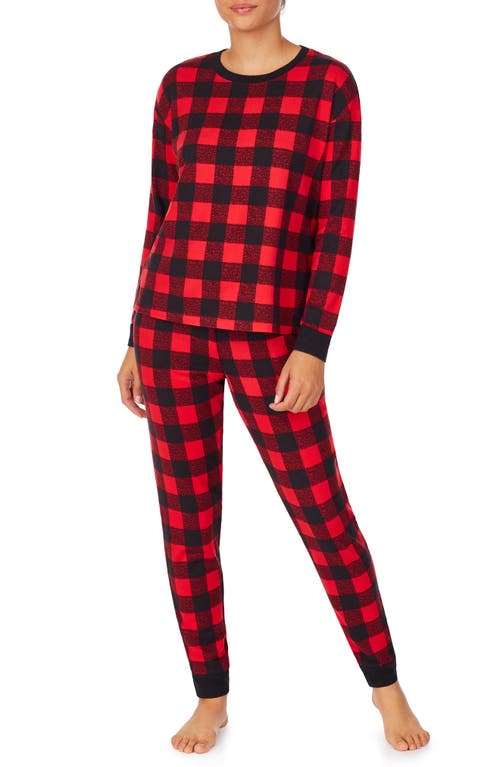 Room Service Pjs Knit Pajamas in Red Buffalo Check