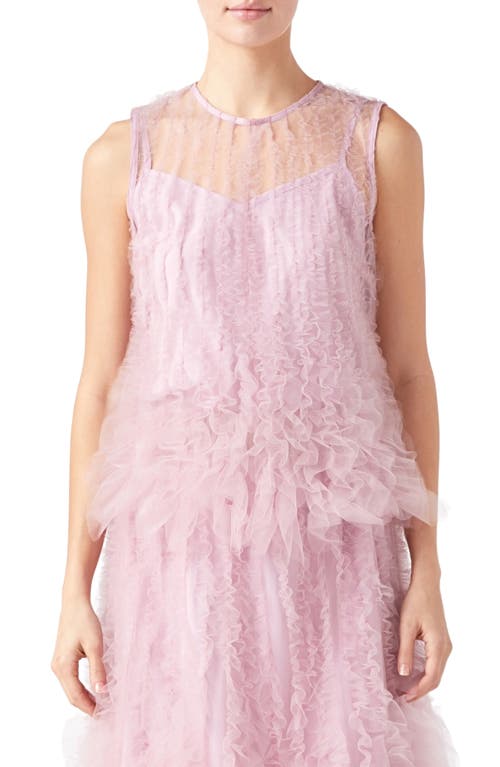 Shop Endless Rose Ruffle Sleeveless Tulle Top In Mulberry