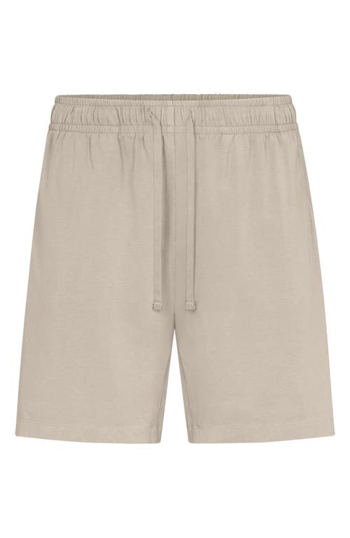 Shop Skims Stretch Cotton Blend Jersey Lounge Shorts In Shale