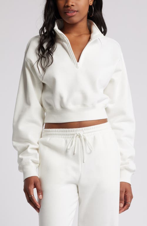 Shop Bp. Quarter Zip Fleece Detail Sweatshirt In Ivory Flan