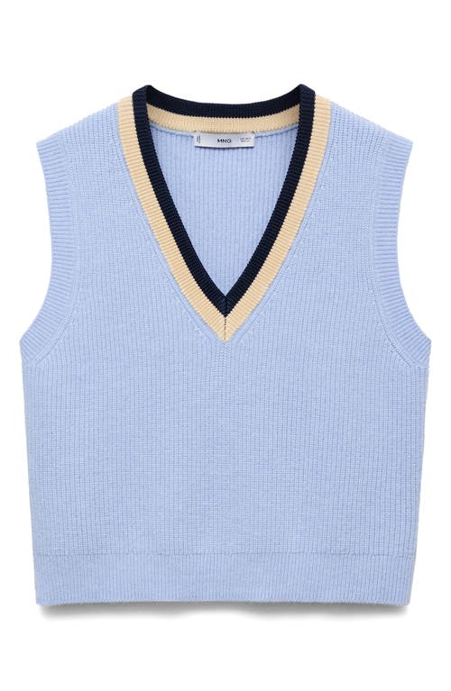 Mango Contrast V-neck Gilet Sky Blue In Sky Blue