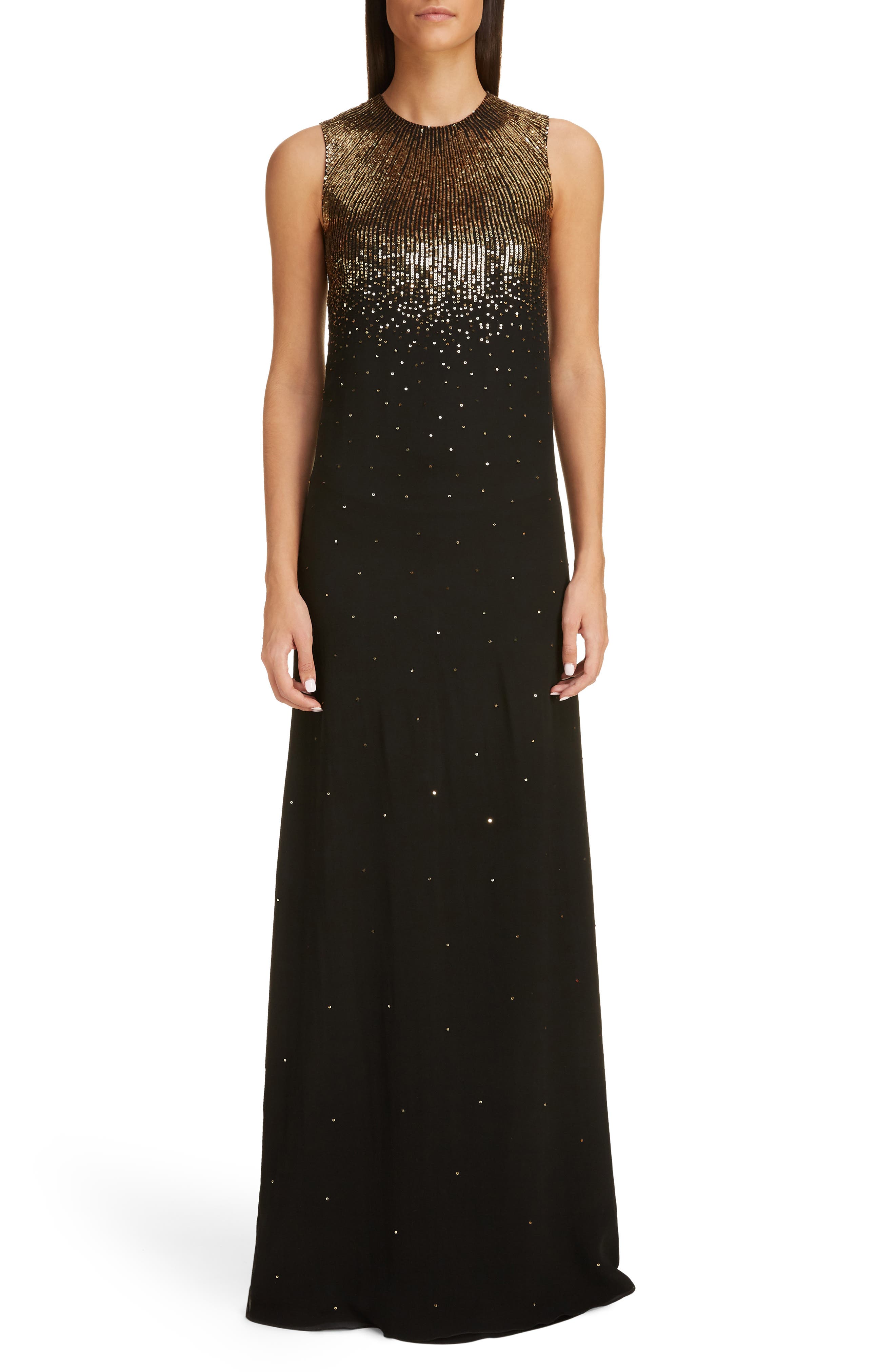 Givenchy Sequin Embroidered Silk Georgette Trumpet Gown
