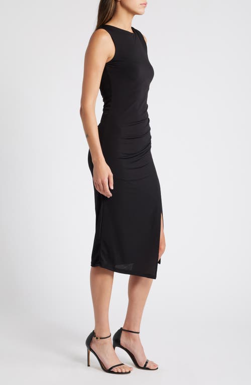 Shop Socialite Twist Shoulder Body-con Dress In Black