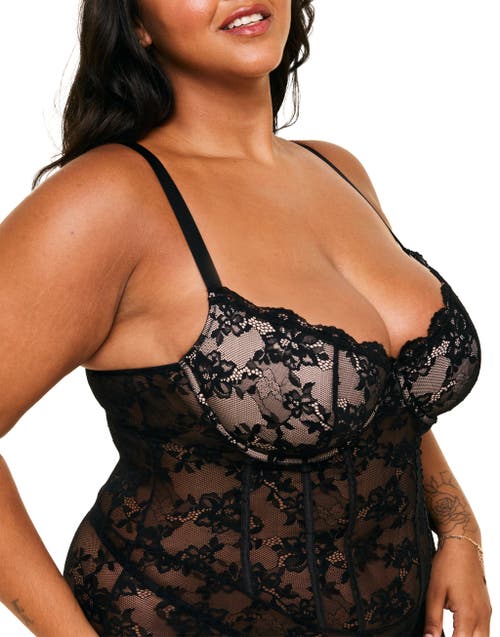 Adore Me Brielle Babydoll & G-string Set Lingerie In Black