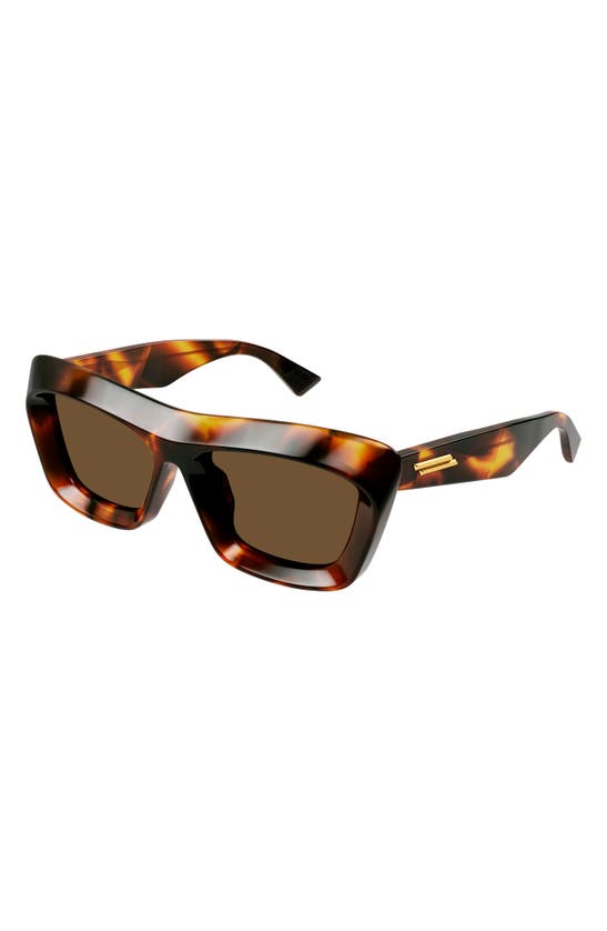 Shop Bottega Veneta 53mm Rectangular Sunglasses In Havana