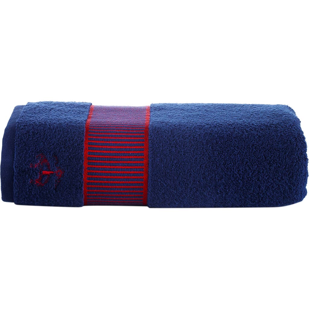 Brooks Brothers Fancy Border Turkish Cotton Bath Sheet In Navy