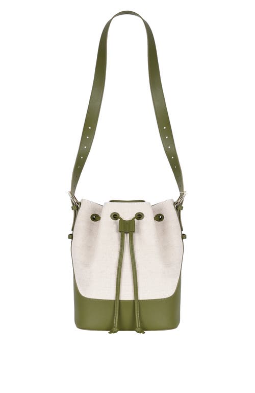 Shop Hyer Goods Canvas And Upcycled Leather Everyday Cinch Bucket Bag In Olive