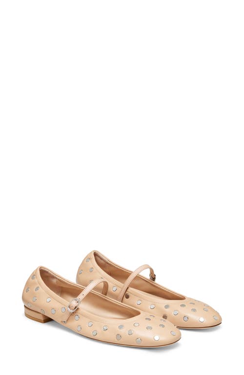 Shop Stuart Weitzman Claris Stud Ballet Flat In Adobe