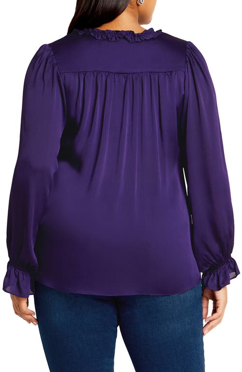 CITY CHIC CITY CHIC MAIA RUFFLE FLUTED SLEEVE SATIN TOP 