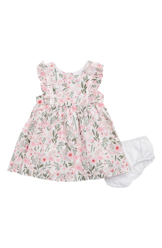 Pastourelle By Pippa & Julie Babies' Floral Print Ruffle Dress & Bloomers Set In Pink